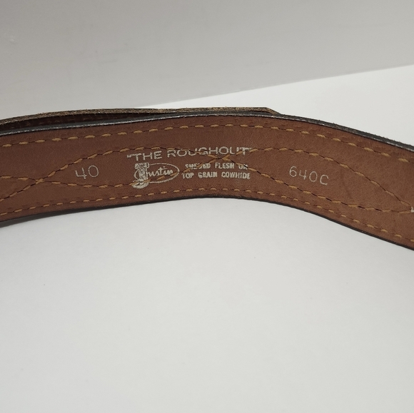 Justin Roughout Belt With Buckle Size 40 Leather Western Cowboy Rodeo Unisex - Picture 6 of 10
